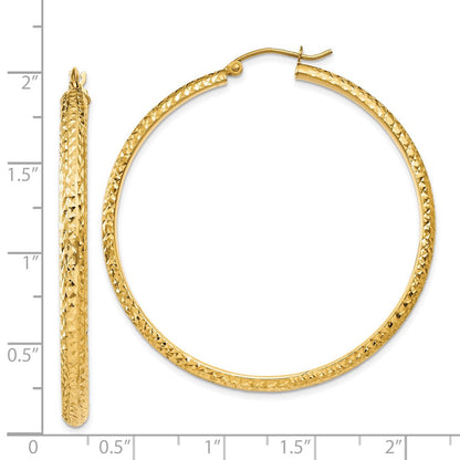 14K Gelbgold Diamantiert 3.5x46mm Hohl Creolen