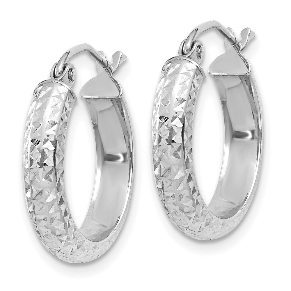 14K Weißgold Diamantiert 3.5x17mm Hohl Creolen