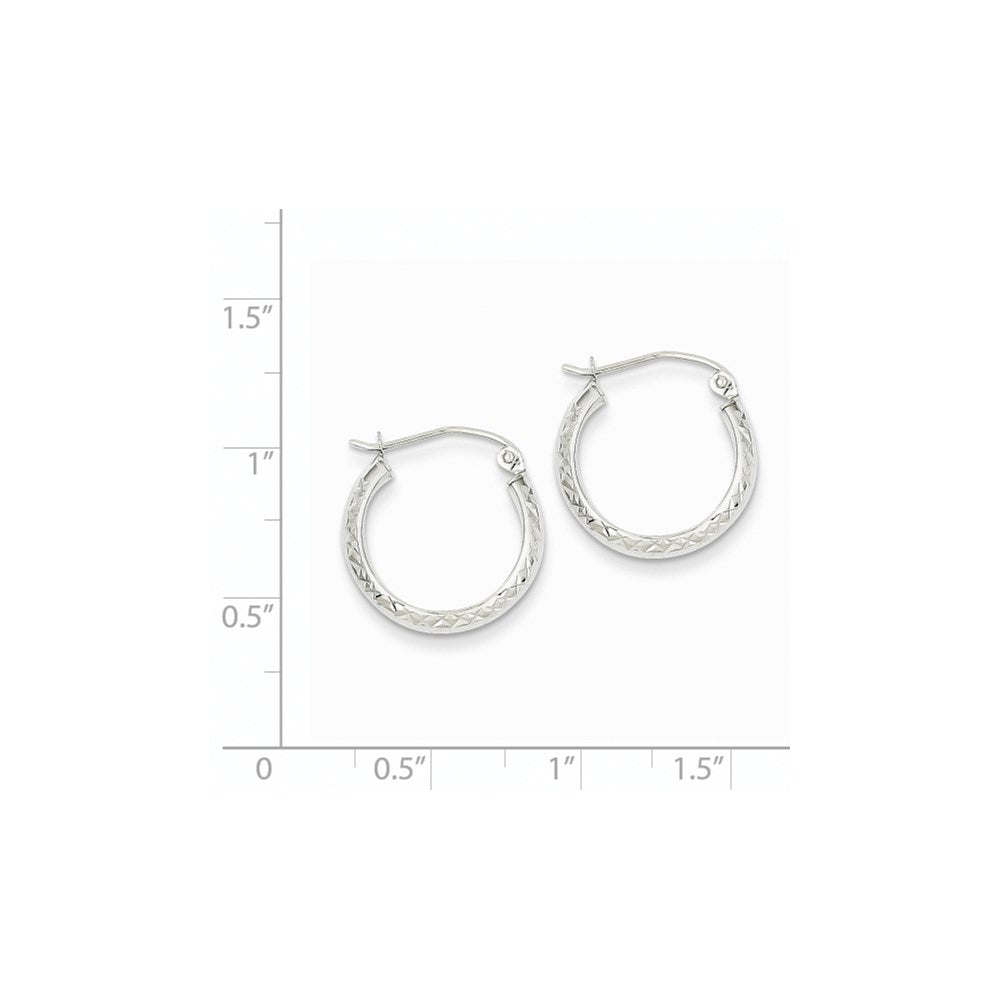 14K Weißgold Diamantiert 3.5x17mm Hohl Creolen