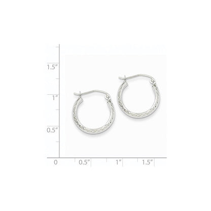 14K Weißgold Diamantiert 3.5x17mm Hohl Creolen