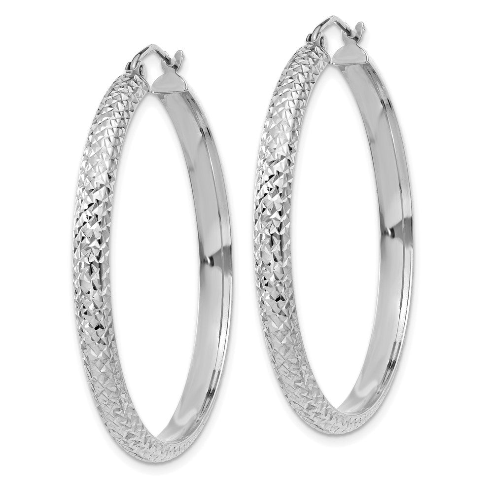 14K Weißgold Diamantiert 3.5x38mm Hohl Creolen