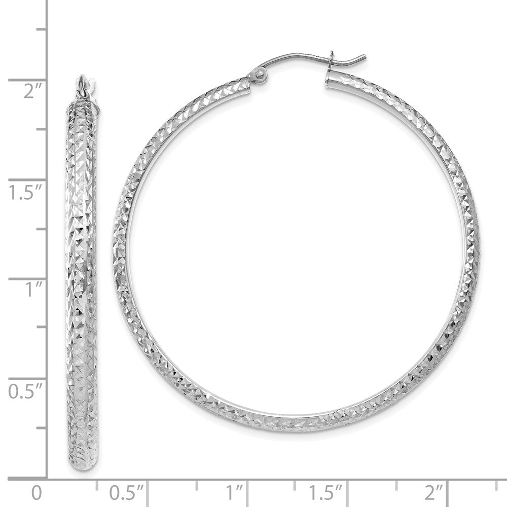 14K Weißgold Diamantiert 3.5x46mm Hohl Creolen