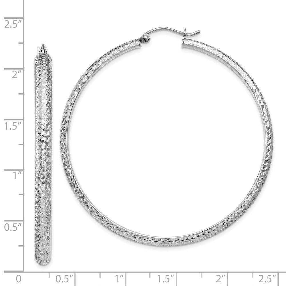 14K Weißgold Diamantiert 3.5x52mm Hohl Creolen