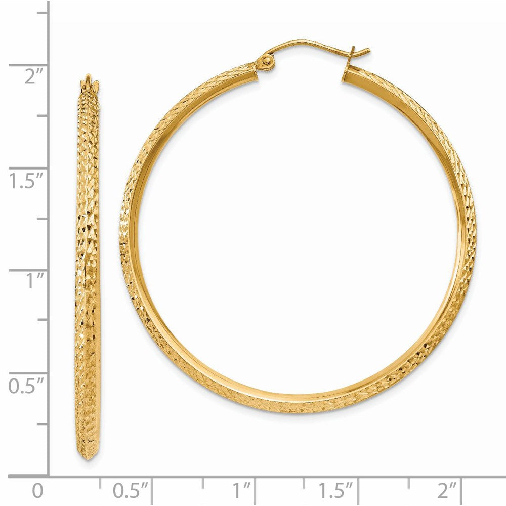 14K Gelbgold Messer Kante Diamantiert Hohl Creolen