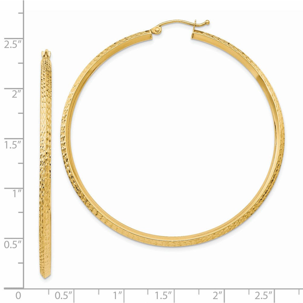 14K Gelbgold Messer Kante Diamantiert Hohl Creolen