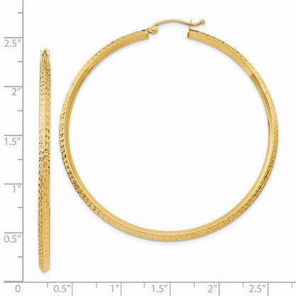 14K Gelbgold Messer Kante Diamantiert Hohl Creolen