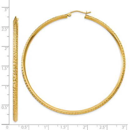 14K Gelbgold Messer Kante Diamantiert Hohl Creolen
