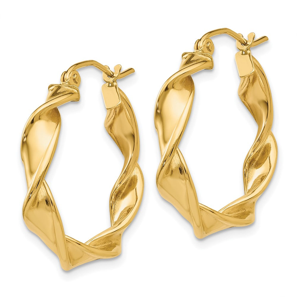 14K Gelbgold 4.00mm Gedreht Creolen