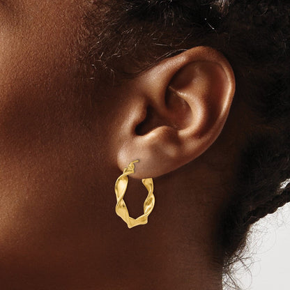 14K Gelbgold 4.00mm Gedreht Creolen