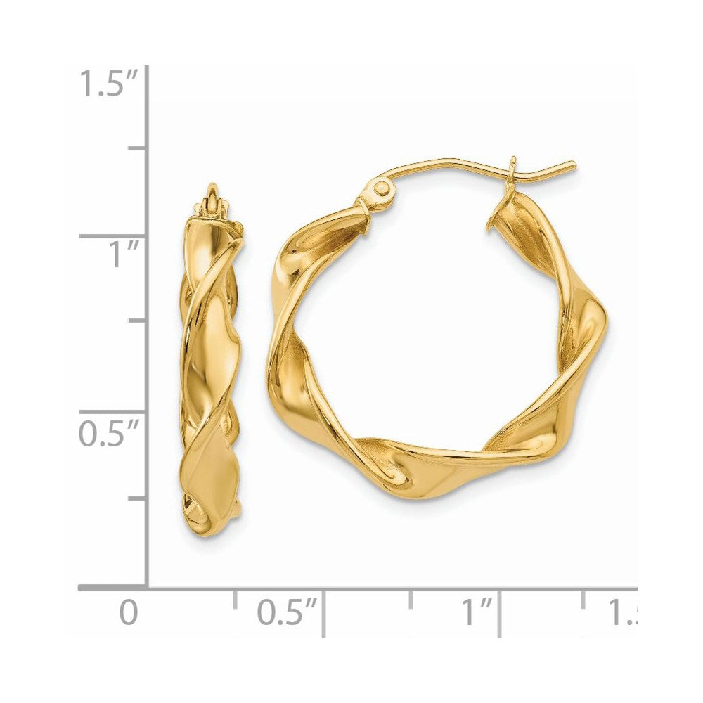 14K Gelbgold 4.00mm Gedreht Creolen