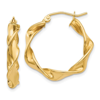 14K Gelbgold 4.00mm Gedreht Creolen