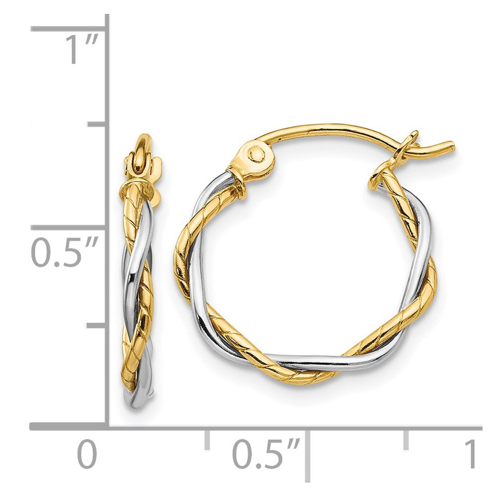 14K Bicolor Poliert 1.8mm Gedreht Creolen
