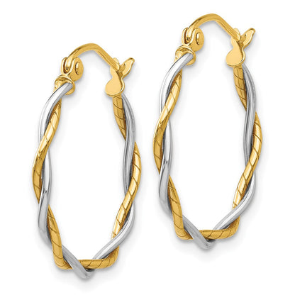 14K Bicolor Poliert1.8mm Gedreht Creolen