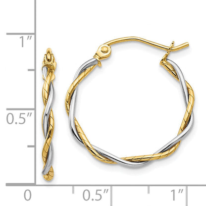 14K Bicolor Poliert1.8mm Gedreht Creolen