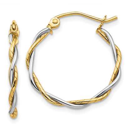 14K Bicolor Poliert1.8mm Gedreht Creolen