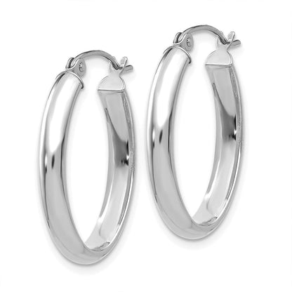 14K Weißgold Poliert 3.5mm Oval Creolen