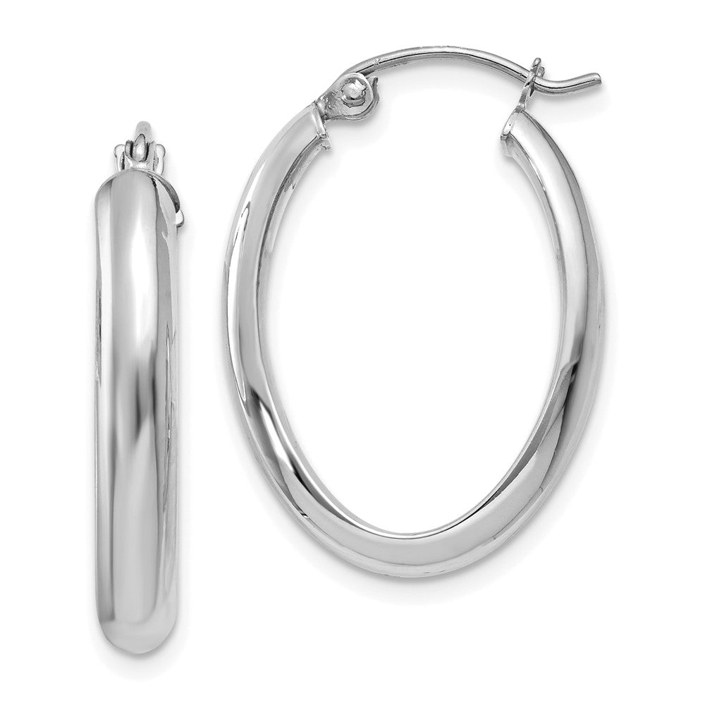 14K Weißgold Poliert 3.5mm Oval Creolen
