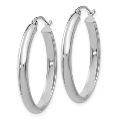 14K Weißgold Poliert 3.5mm Oval Creolen