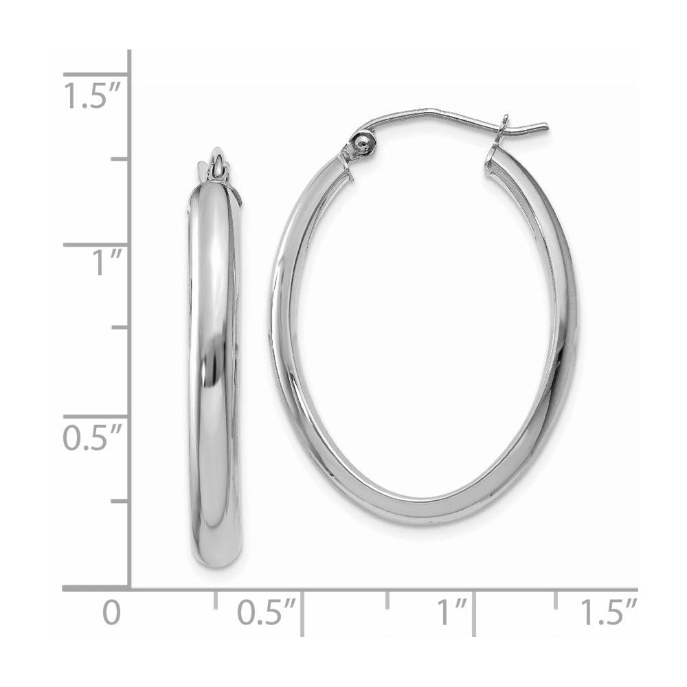 14K Weißgold Poliert 3.5mm Oval Creolen