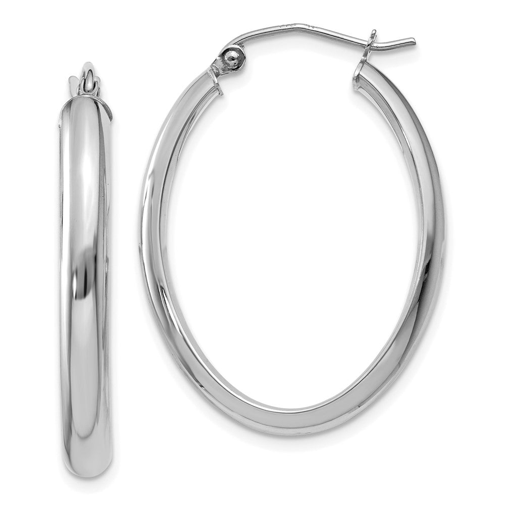 14K Weißgold Poliert 3.5mm Oval Creolen