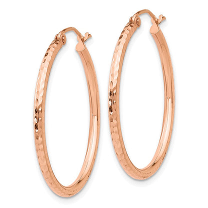 14K Roségold Diamantiert Poliert Creolen