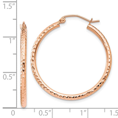 14K Roségold Diamantiert Poliert Creolen