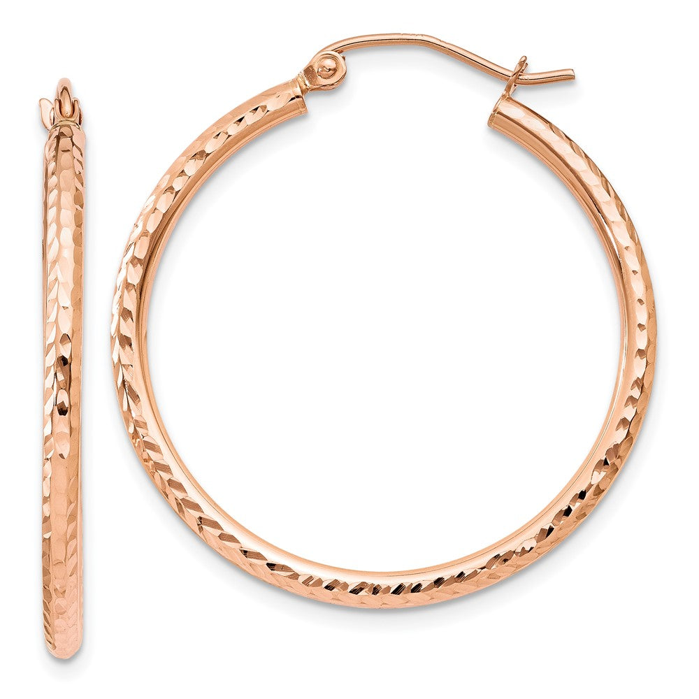 14K Roségold Diamantiert Poliert Creolen