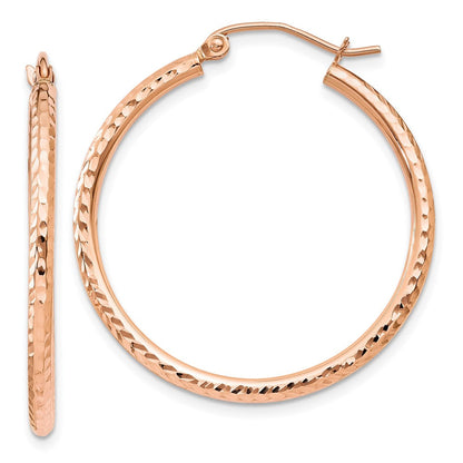 14K Roségold Diamantiert Poliert Creolen