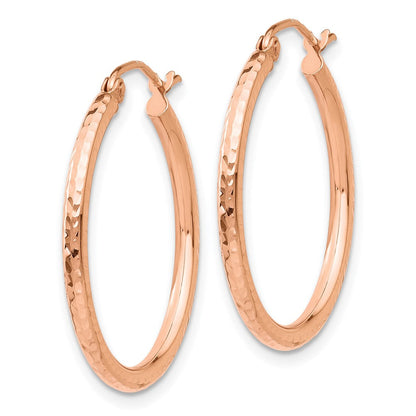 14K Roségold Diamantiert Poliert Creolen