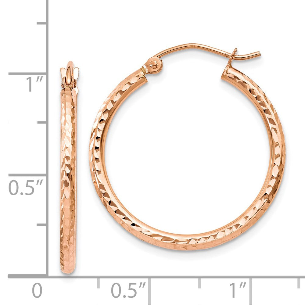 14K Roségold Diamantiert Poliert Creolen