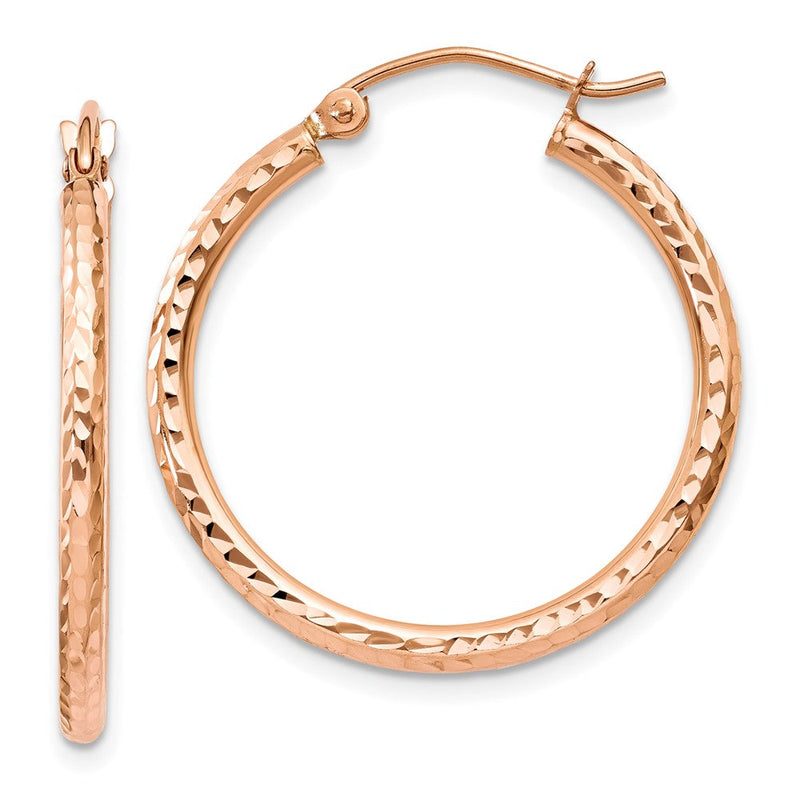 14K Roségold Diamantiert Poliert Creolen