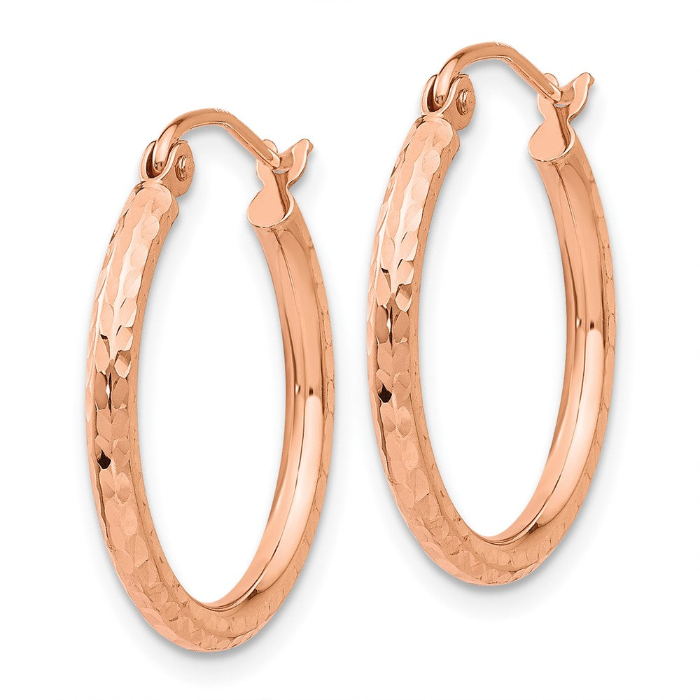 14K Roségold Diamantiert Poliert Creolen