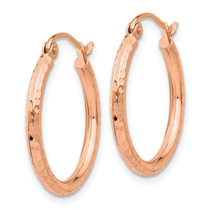 14K Roségold Diamantiert Poliert Creolen