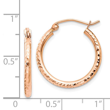 14K Roségold Diamantiert Poliert Creolen