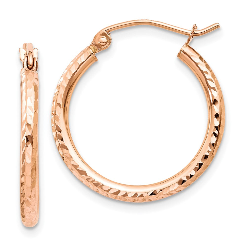 14K Roségold Diamantiert Poliert Creolen