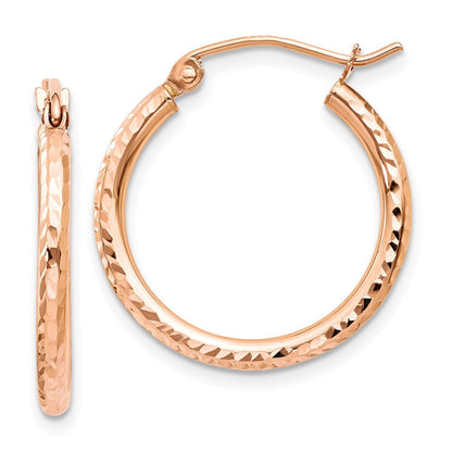 14K Roségold Diamantiert Poliert Creolen