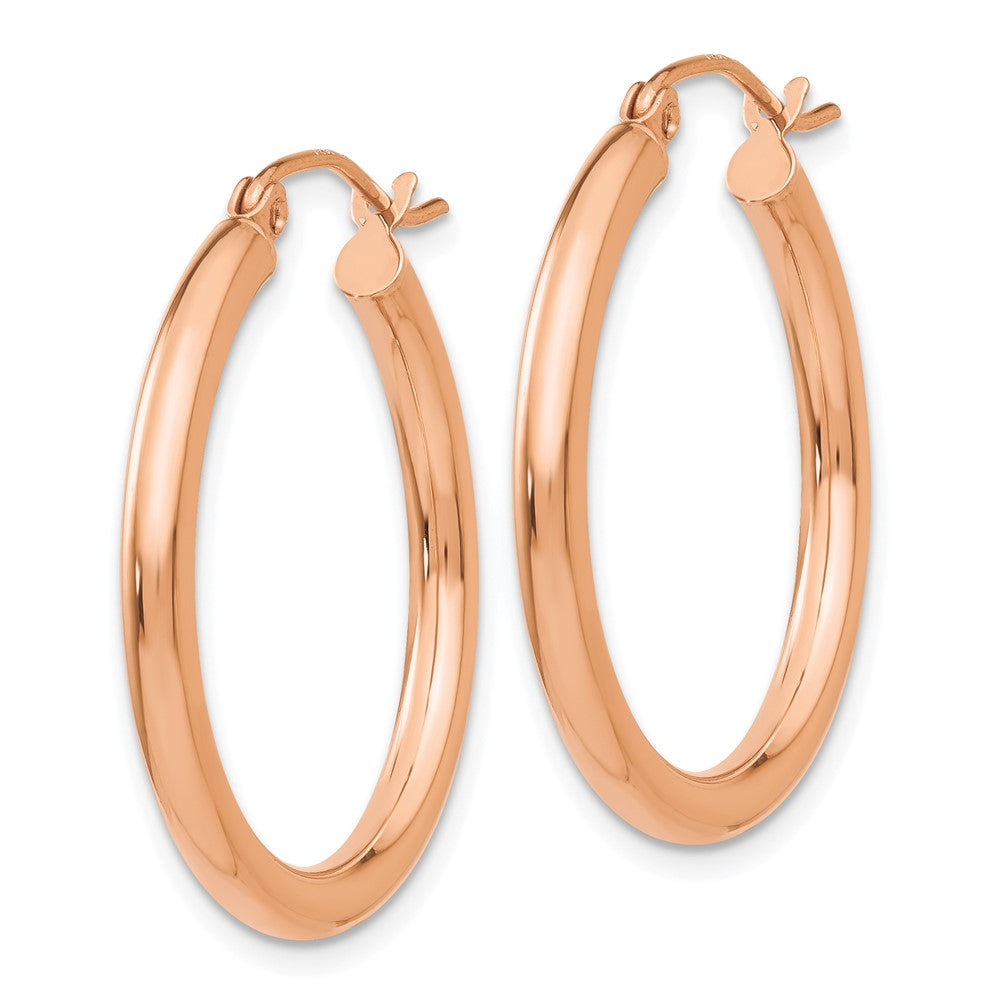 14K Roségold Poliert 2.5mm Leicht Röhre Creolen