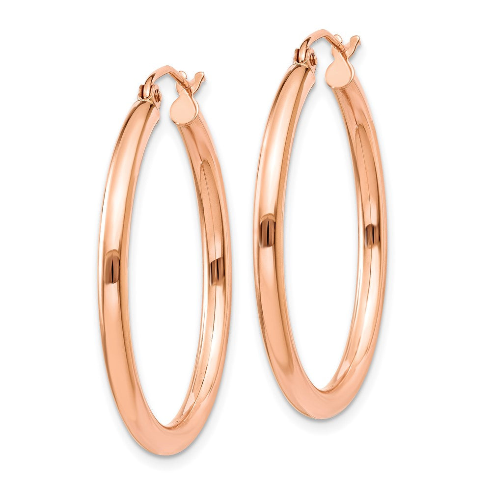 14K Roségold Poliert 2.5mm Leicht Röhre Creolen