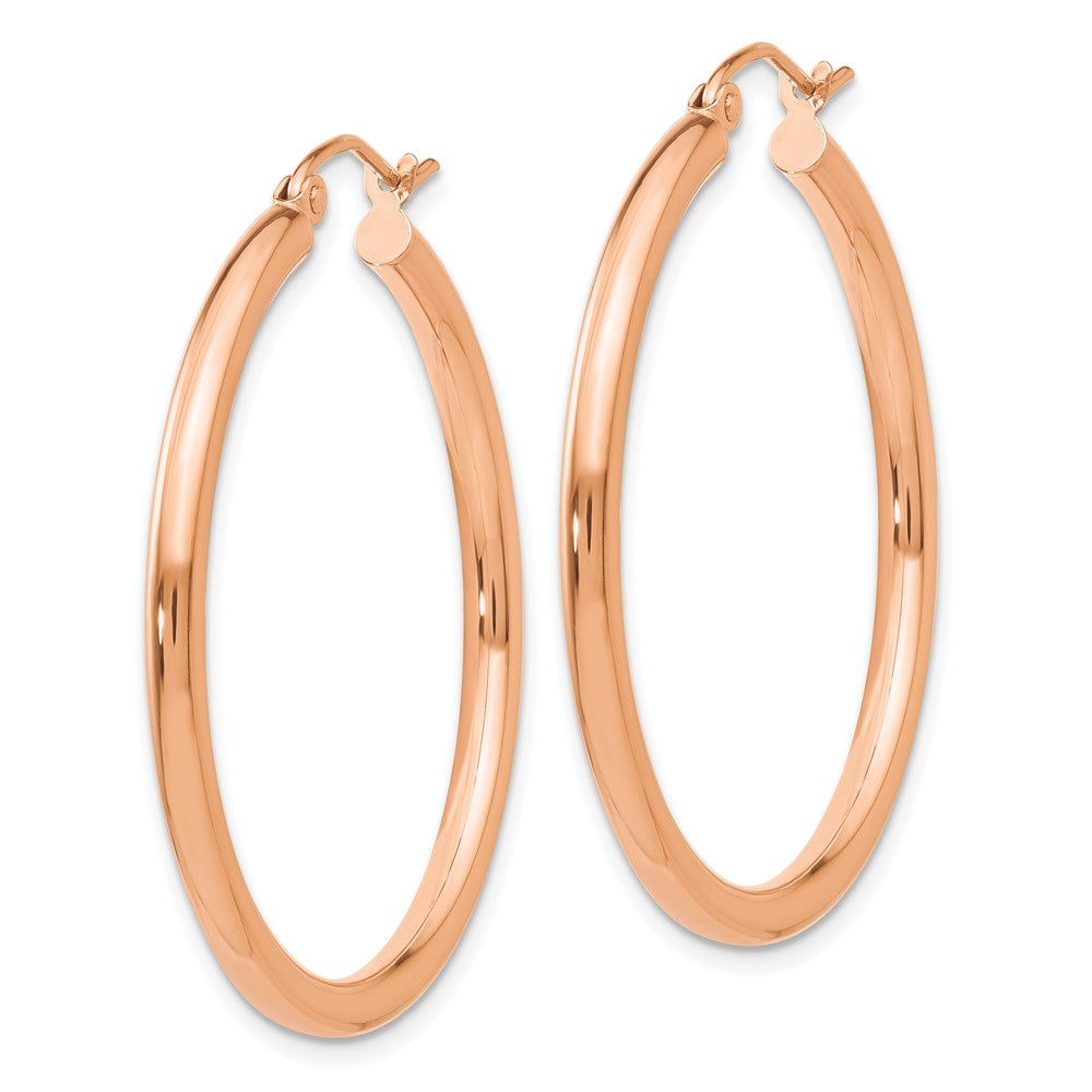 14K Roségold Poliert 2.5mm Leicht Röhre Creolen