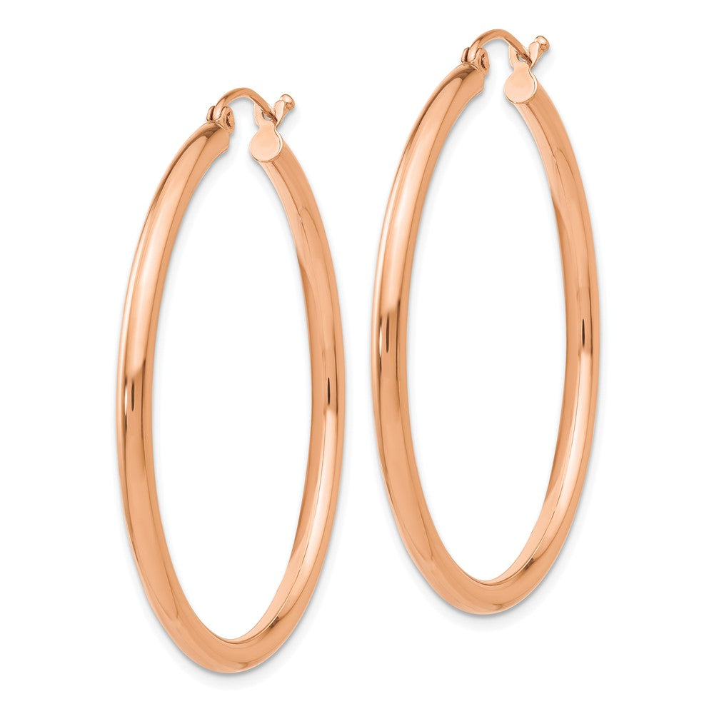 14K Roségold Poliert 2.5mm Leicht Röhre Creolen