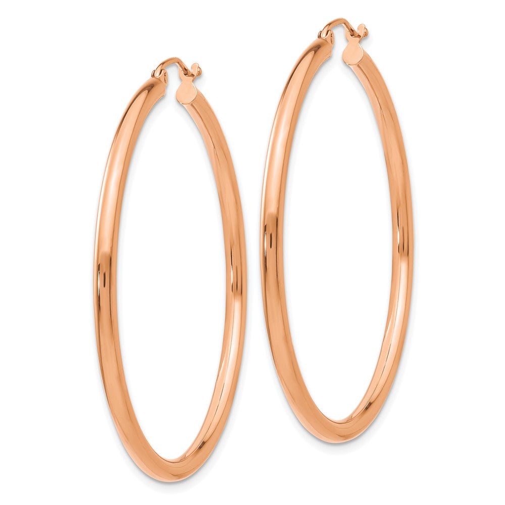 14K Roségold Poliert 2.5mm Leicht Röhre Creolen