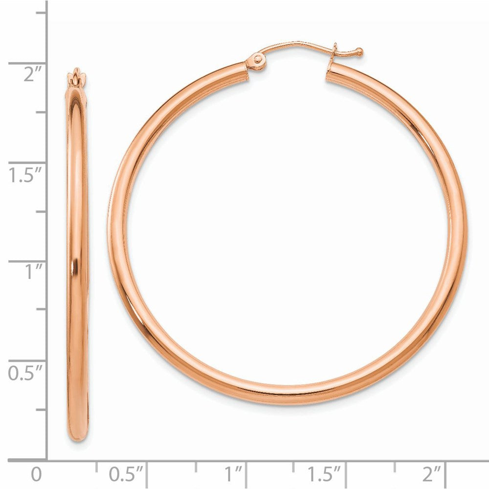 14K Roségold Poliert 2.5mm Leicht Röhre Creolen