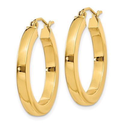 14K Gelbgold 3mm Poliert Quadratisch Creolen