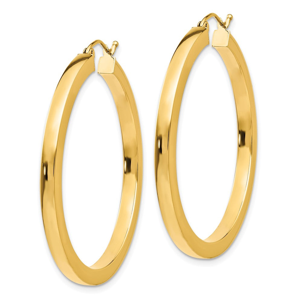 14K Gelbgold 3mm Poliert Quadratisch Creolen