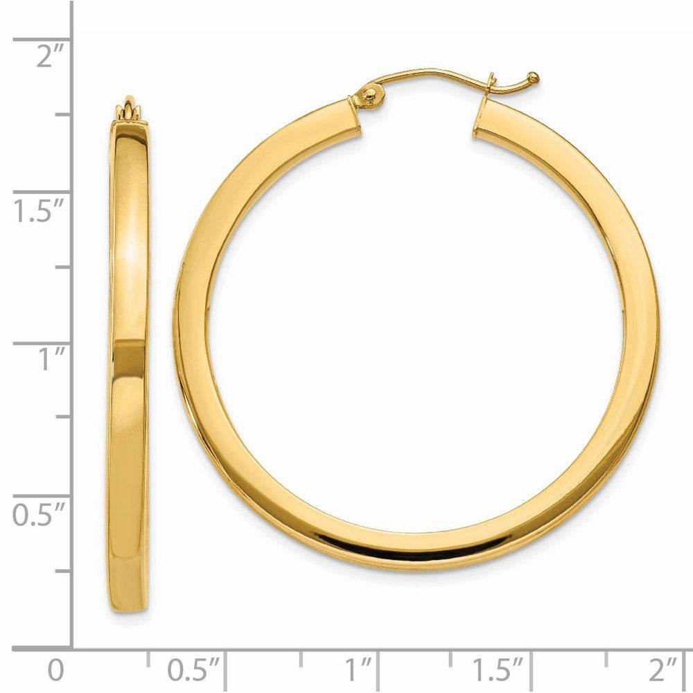 14K Gelbgold 3mm Poliert Quadratisch Creolen