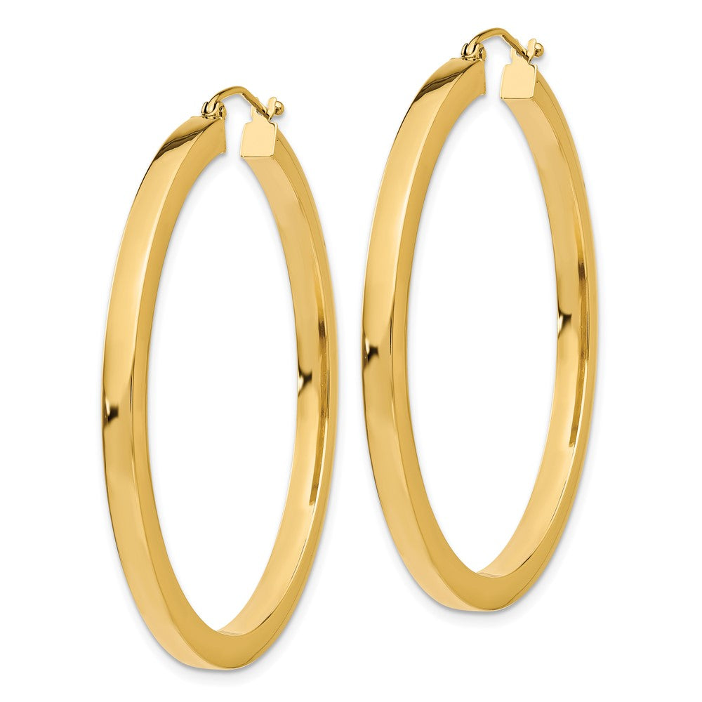 14K Gelbgold 3mm Poliert Quadratisch Creolen