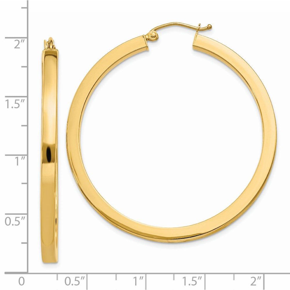 14K Gelbgold 3mm Poliert Quadratisch Creolen