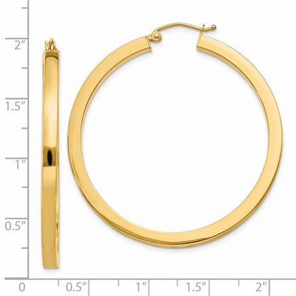 14K Gelbgold 3mm Poliert Quadratisch Creolen