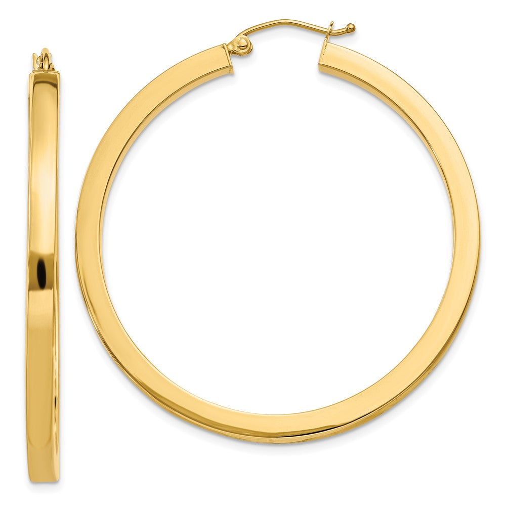 14K Gelbgold 3mm Poliert Quadratisch Creolen