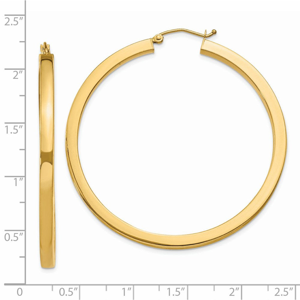 14K Gelbgold 3mm Poliert Quadratisch Creolen